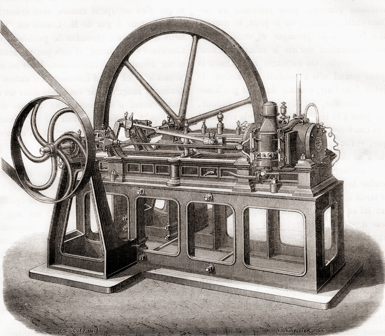 Les Merveilles de la Scienceの19世紀のガス燃料エンジンが1870年頃に出版 作： フランス語学校