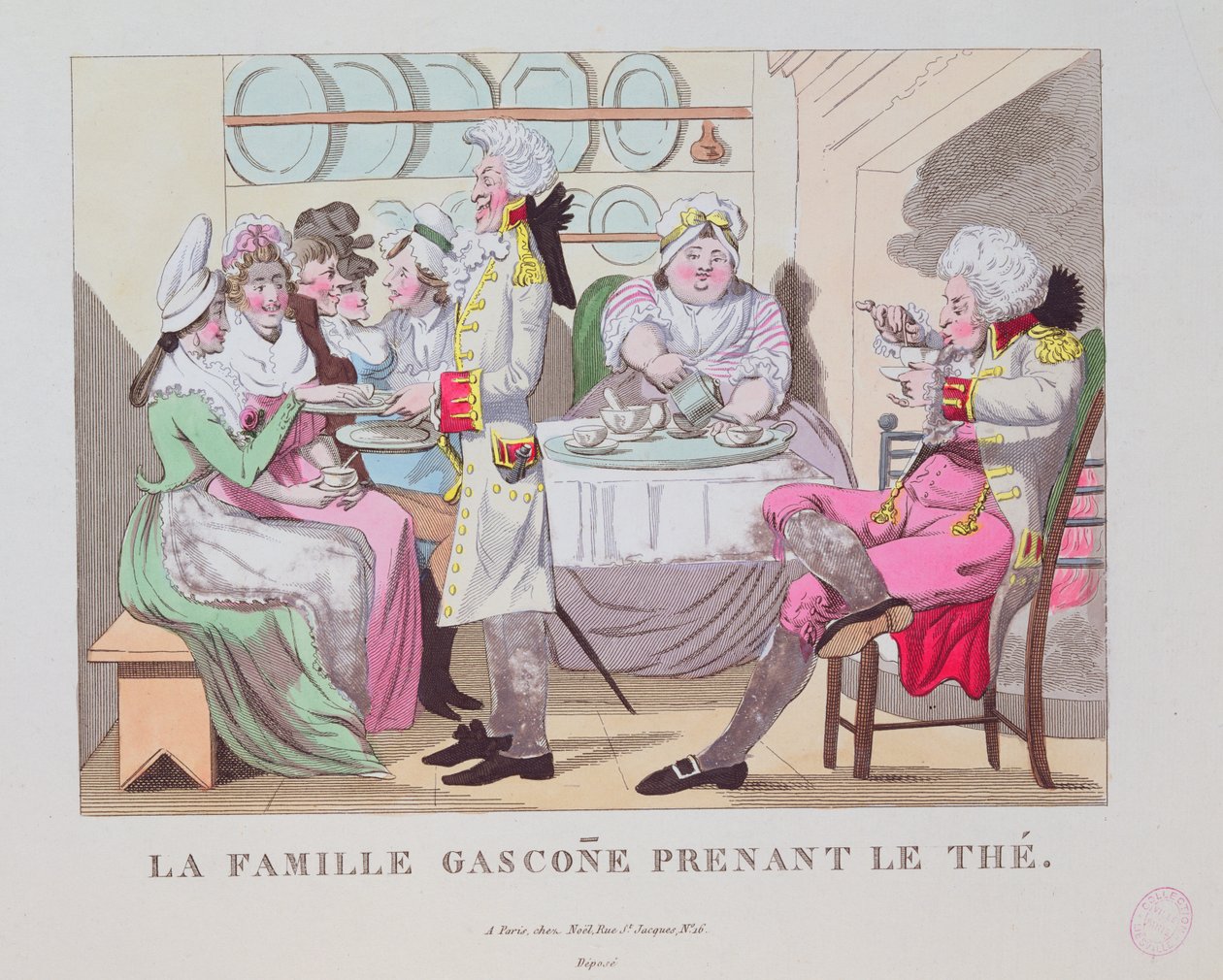 ガスコニーのお茶を飲む家族、1815年 作： フランス語学校