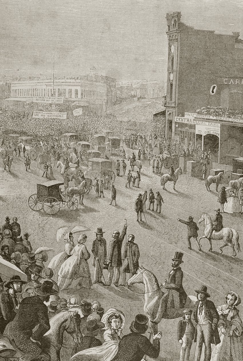 1860年代にパリで出版された「ルトゥールデュモンド」の1850年代のストリートミーティング 作： フランス語学校