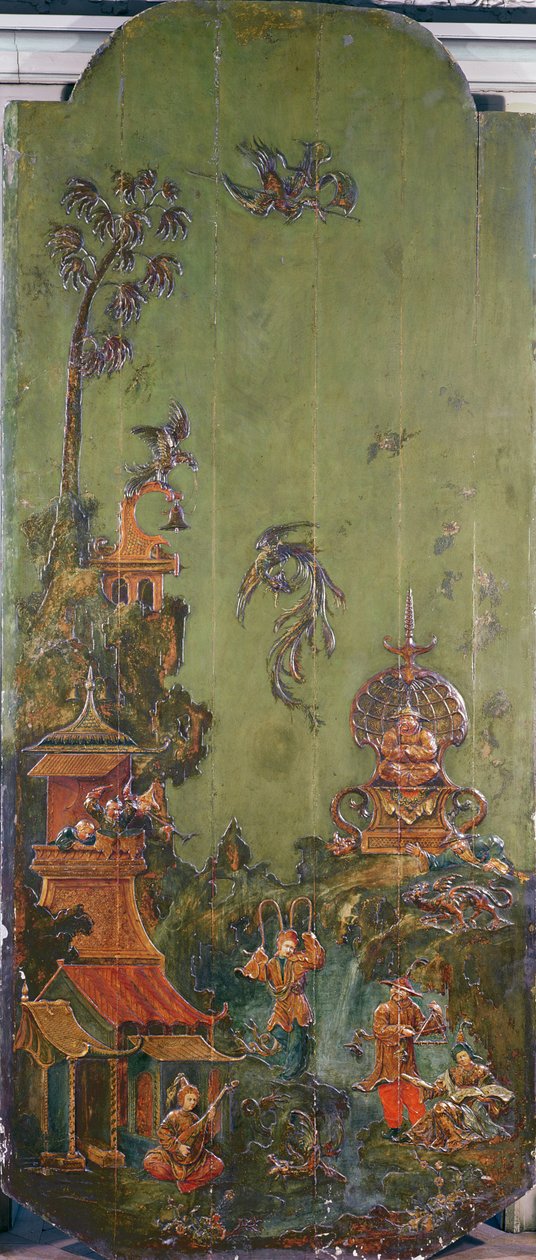 空気、4つの要素を描いた一連のパネル、c.1730（ポリクロームウッド） 作： フランス語学校