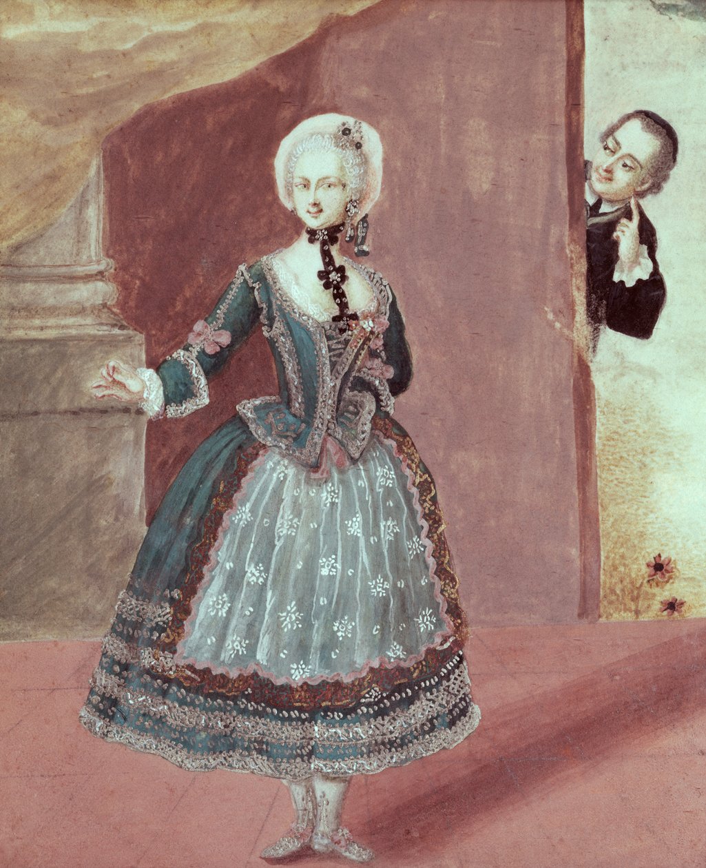 ピエール=オーギュスティン・キャロン・ド・ボーマルシェ（1732-99）の「セビリアの理髪師」でロシンの役割を演じる女優 作： フランス語学校