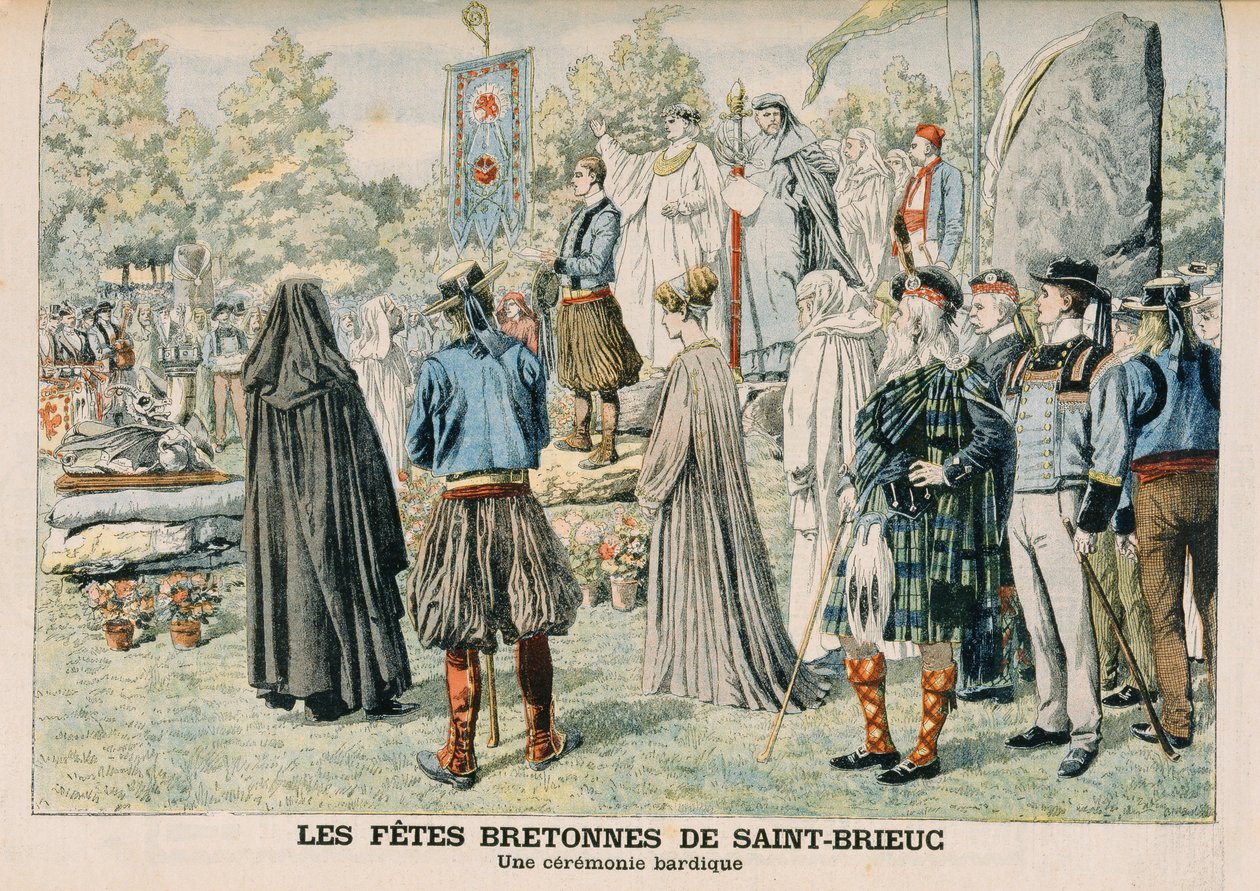 1906年7月29日、「Le Petit Journal」からのイラスト、ブルターニュ、サンブリューでのバルディックセレモニー 作： フランス語学校