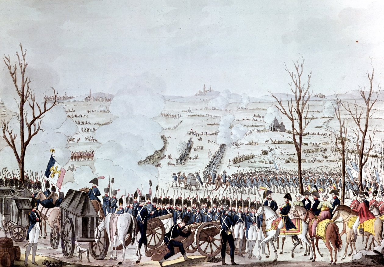 オーステルリッツの戦い、1805年12月2日（カラー彫刻） 作： フランス語学校