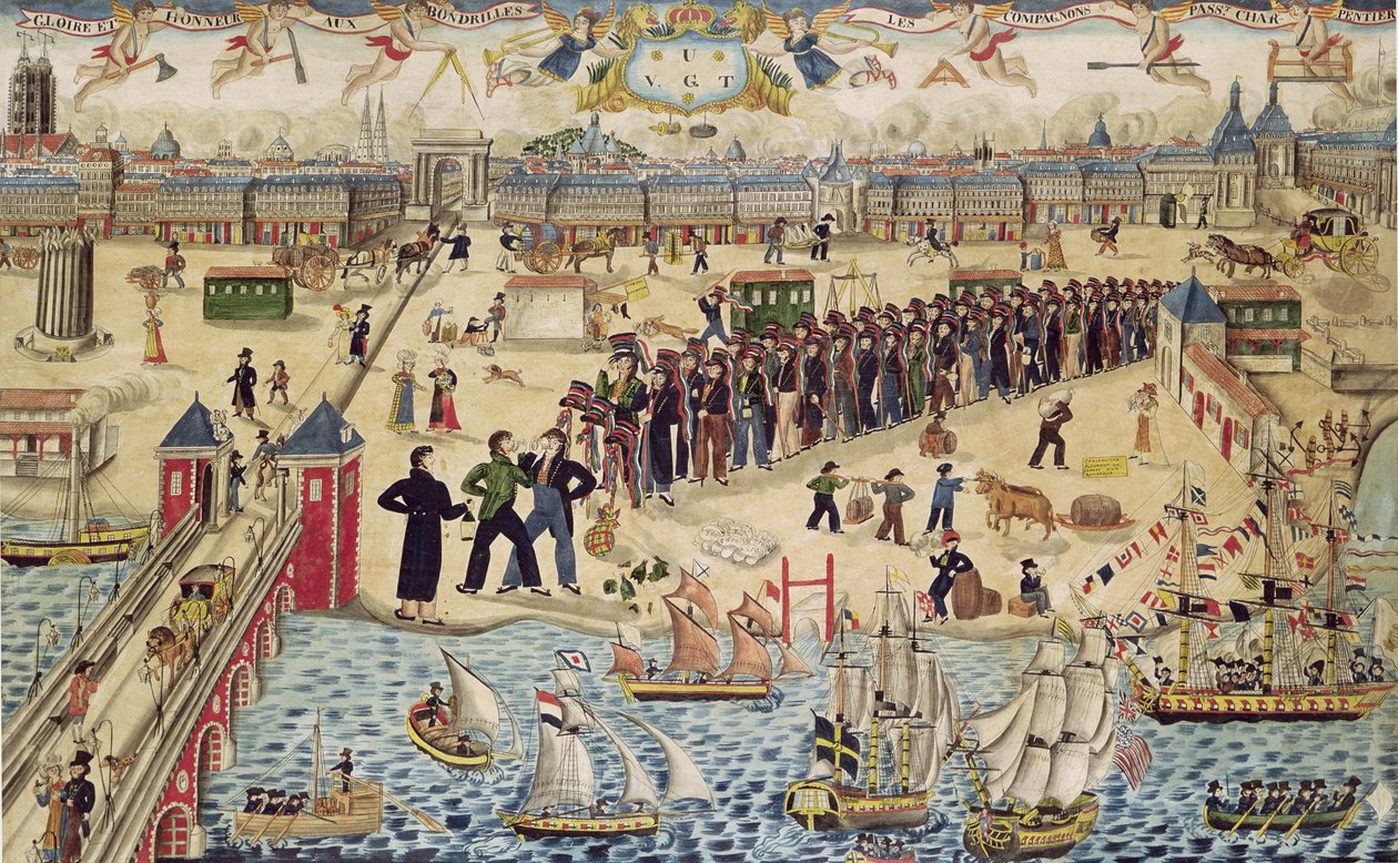 1826年のツアー終了時の大工見習い（ガッシュとトイレ紙） 作： フランス語学校