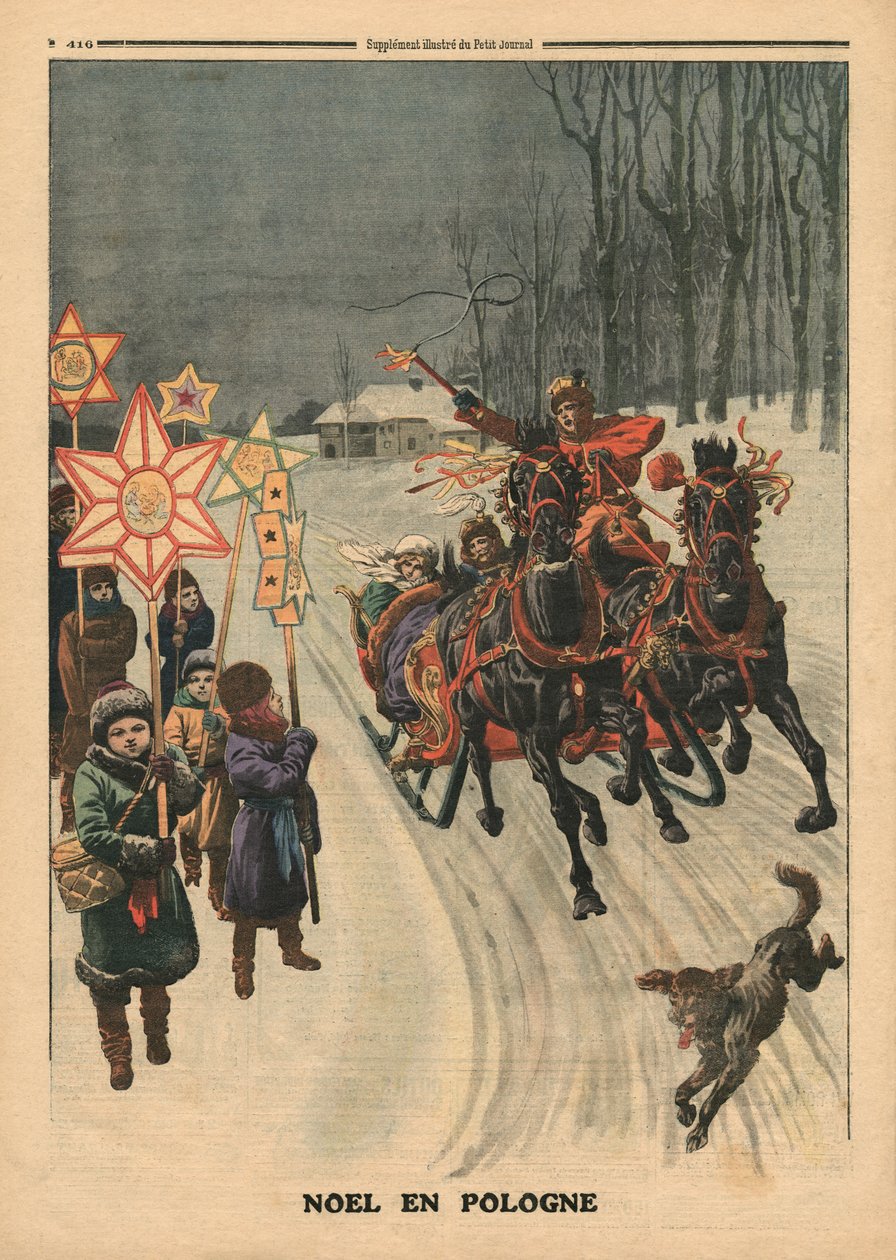 ポーランドのクリスマス、「ルプチジャーナル」のイラスト、サプリメントイラストレーター、1911年12月24日 作： フランス語学校