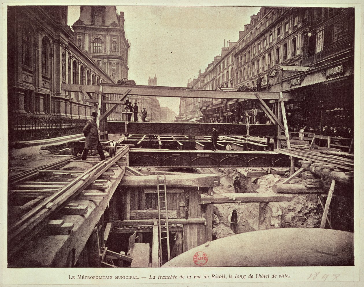 rue de Rivoli沿いの地下鉄システムの建設、1898年 作： フランス語学校