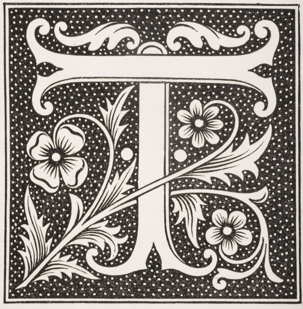 ポールラクロア（1806-84）による「ルモヤンエイジエラルネサンス」の装飾文字「T」、1847年発行 作： フランス語学校