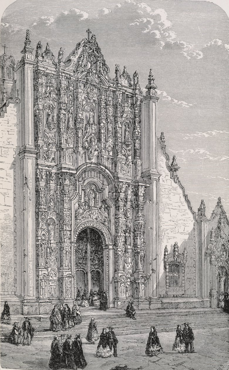 El Sagrario Metropolitano（c.1749-69）、Mexico City、from the 『The Ancient Cities of the New World』、Claude-Joseph-Desire Charnay、パブ。 1887 作： フランス語学校