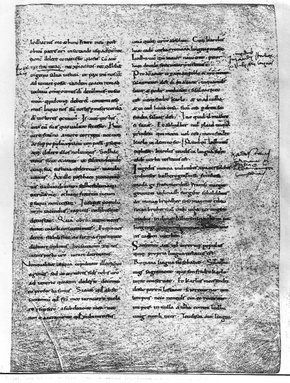 9786氏の複製fol.135シャルル・ザ・ボールド（823-877）とルイ・ザ・ジャーマン（c.804-876）842が誓ったストラスブールの誓い 作： フランス語学校