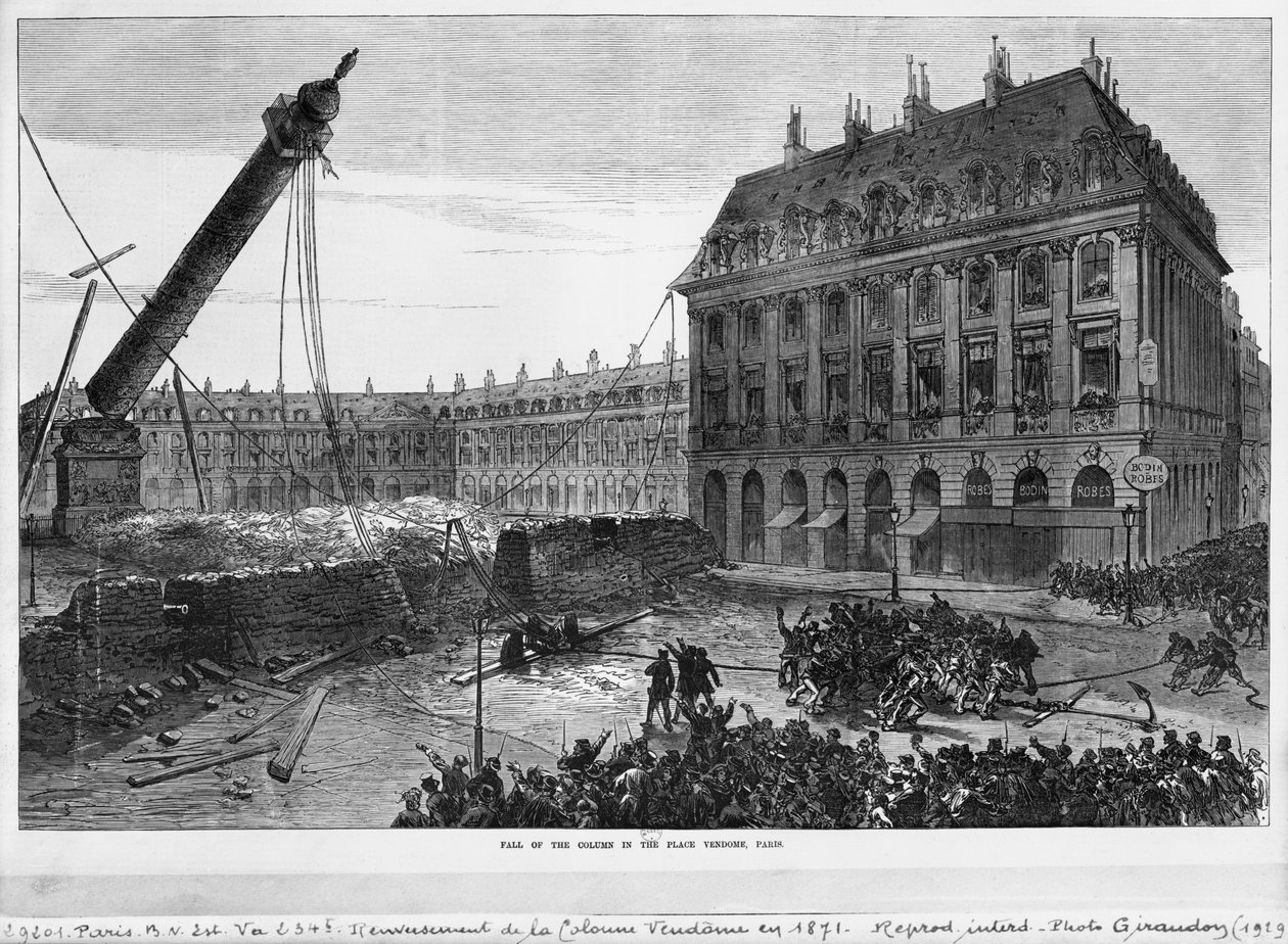 1871年パリのヴァンドーム広場での柱の落下 作： フランス語学校