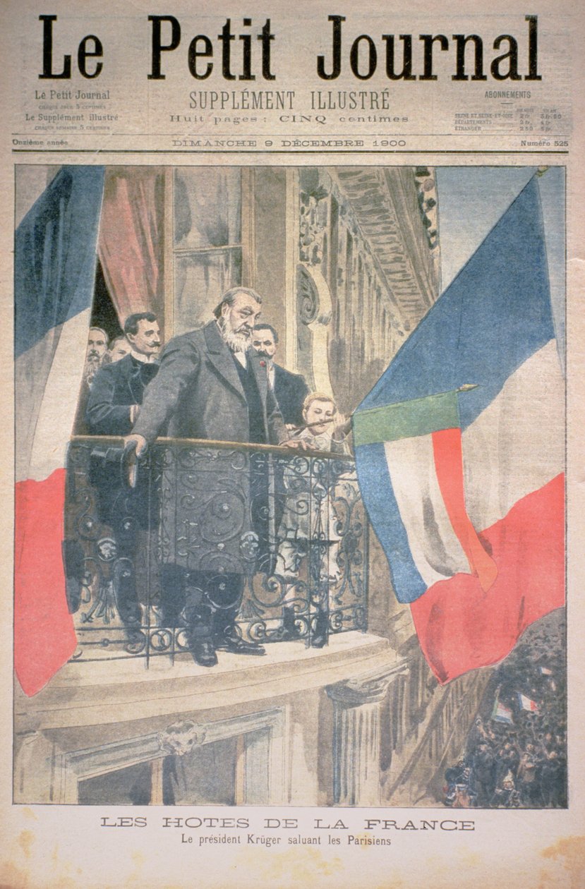 フランスの司会者：クルーガー大統領、パリ人に挨拶、1900年12月9日、ルプチジャーナルの表紙（116064も参照） 作： フランス語学校