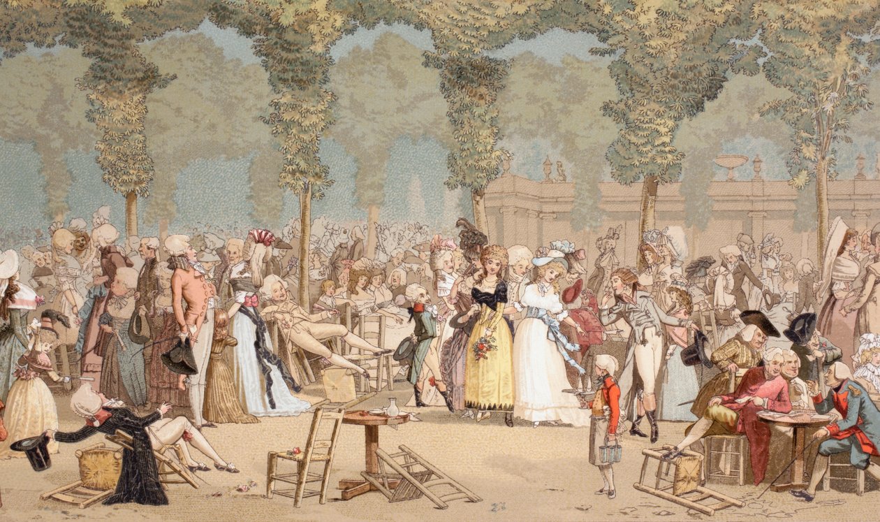 18世紀のパリのパレロイヤルにある庭園、1875 作： フランス語学校
