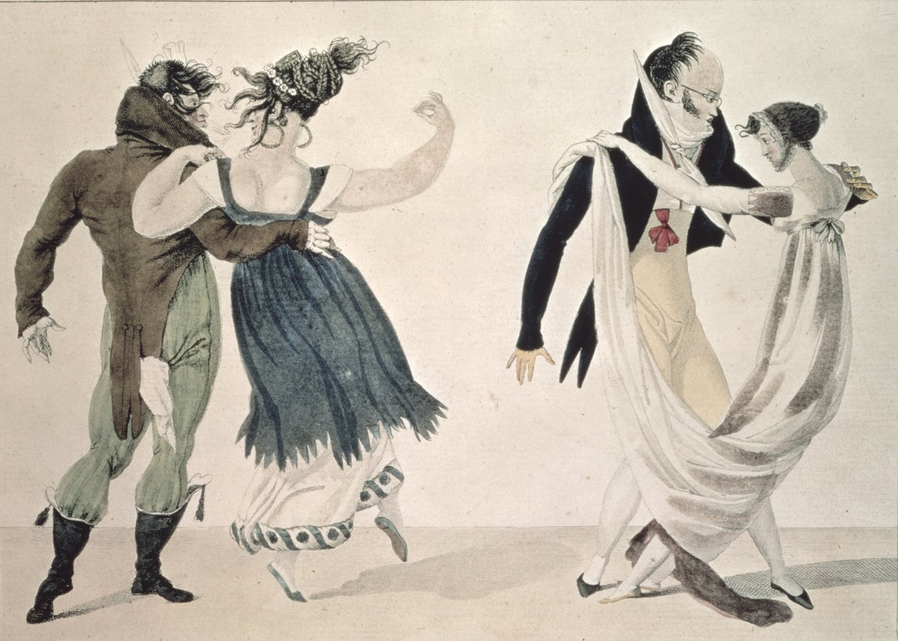 グッドフォーム、No。1：ワルツ、風刺漫画、c.1820 作： フランス語学校