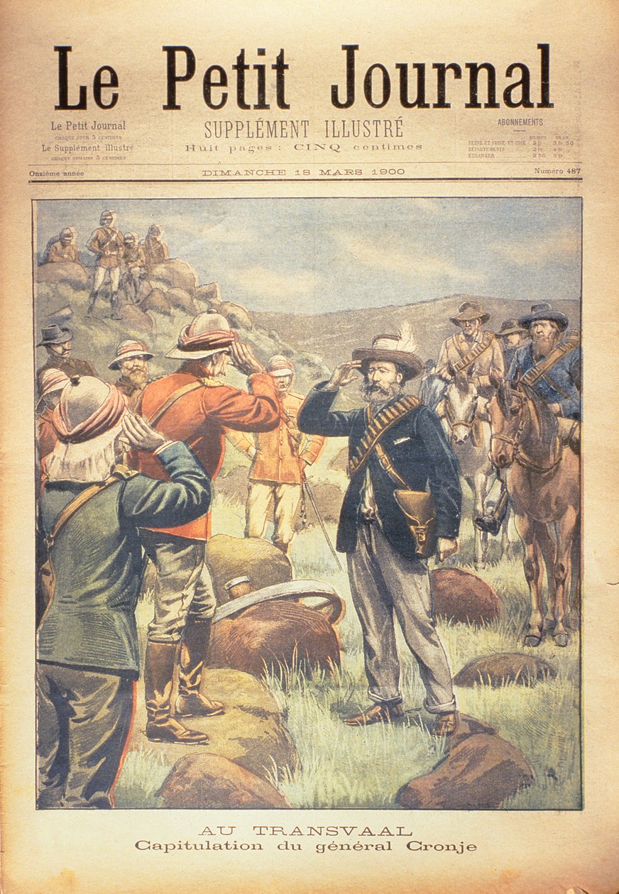 トランスバール：クロニエ将軍降伏、「Le Petit Journal」の表紙、1900年3月18日 作： フランス語学校