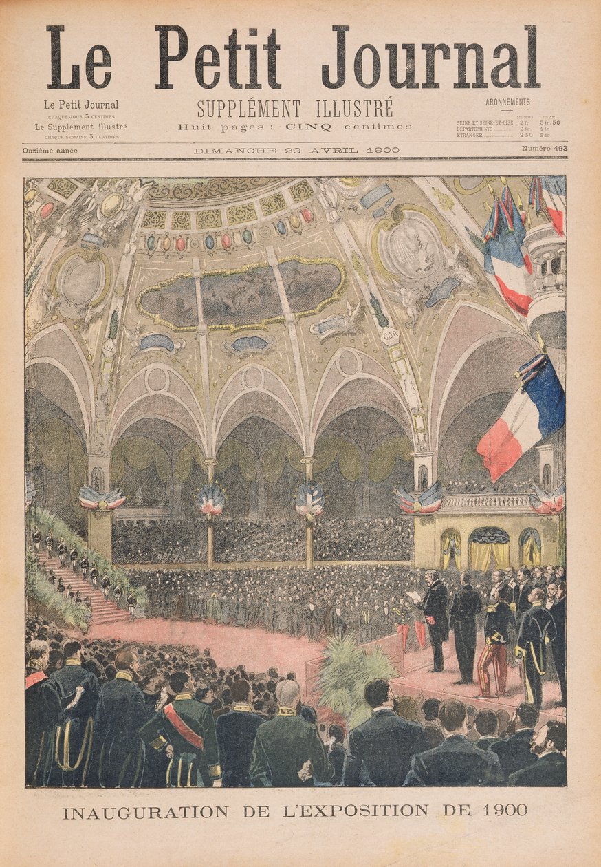 1900年の万国博覧会の発足、パリ、1900年4月29日の「Le Petit Journal」からのイラスト 作： フランス語学校