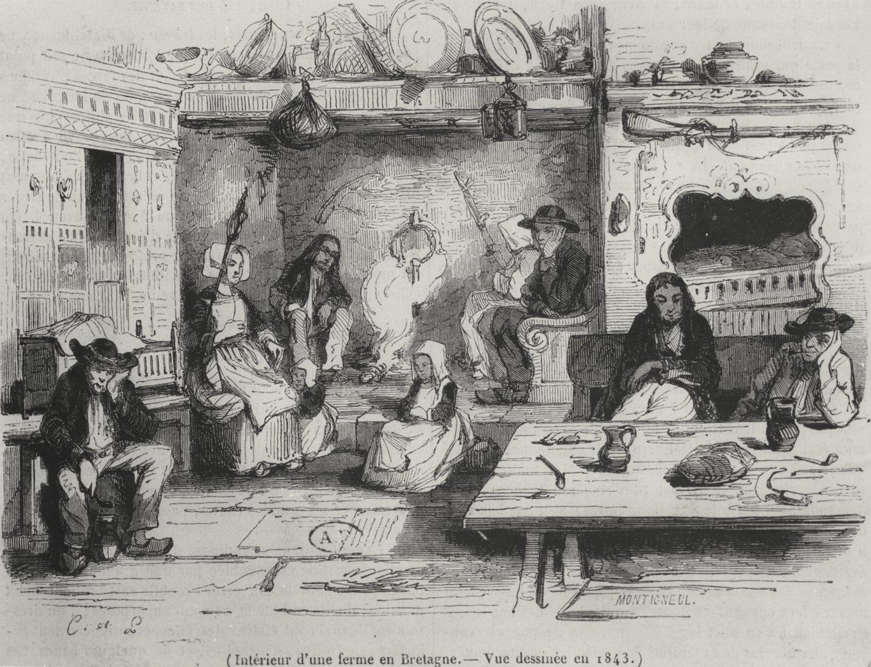 1843年、ブルターニュの農場の内部 作： フランス語学校