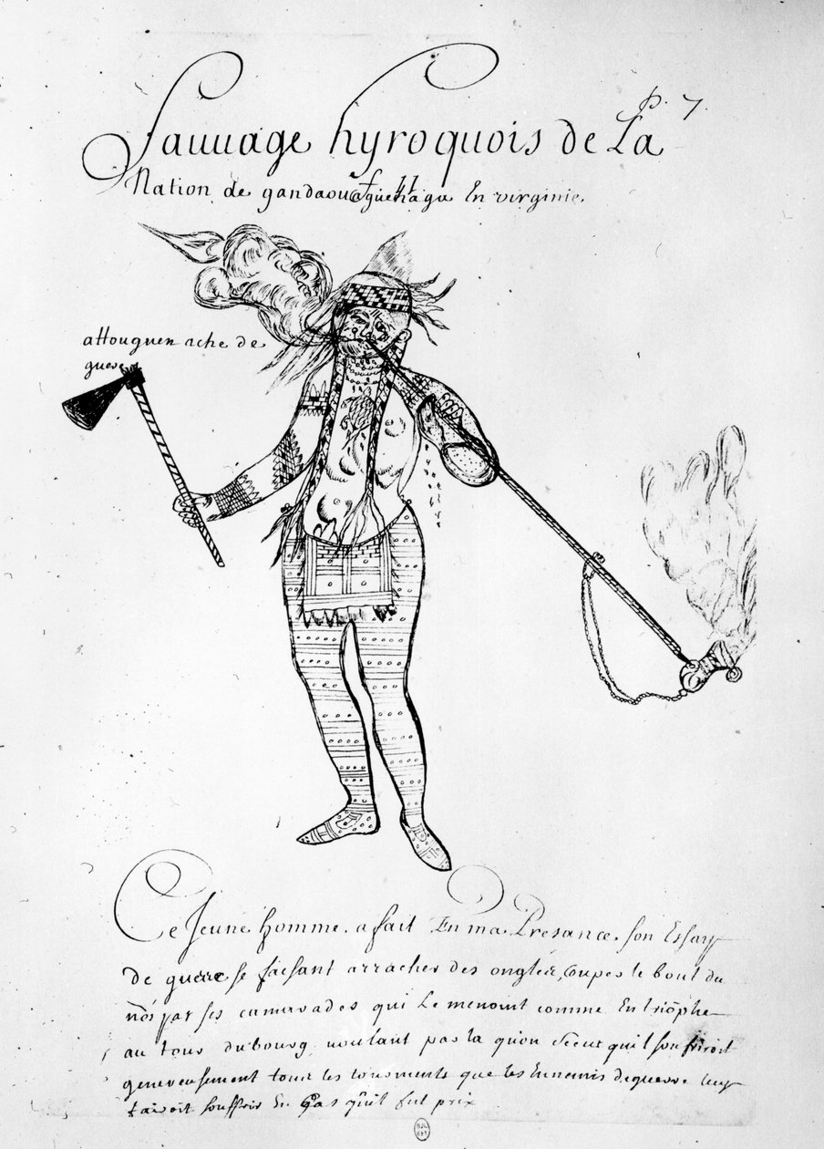 カナダのイロコイ族インディアン、「Raretes des Indes Sauvages」より 作： フランス語学校