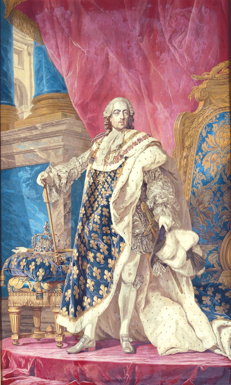 戴冠式のローブ（タペストリー）のルイ15世（1710-74） 作： フランス語学校