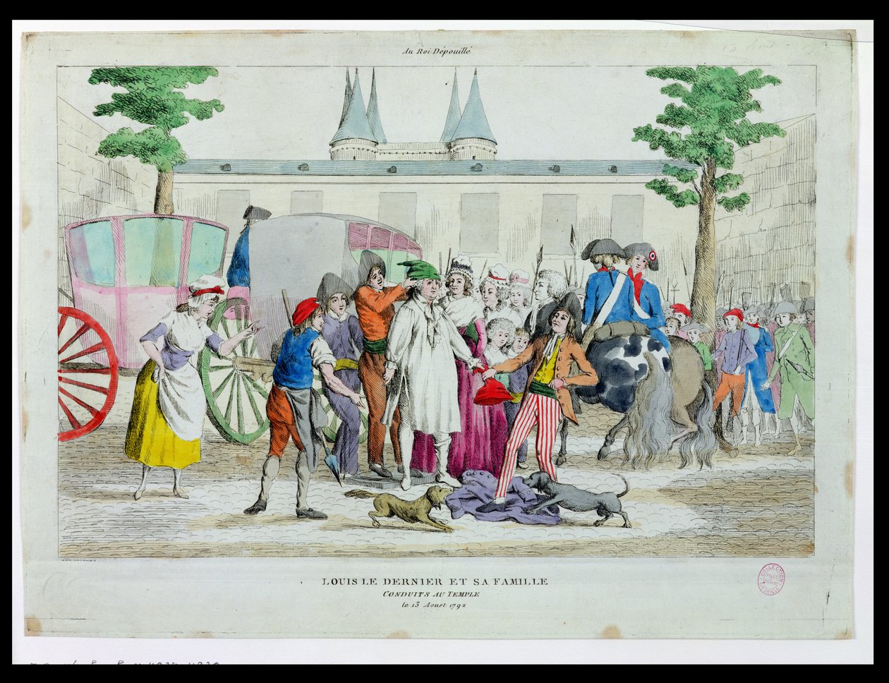 1792年8月13日、ルイ16世（1754-93）とその家族が寺院に連れて行かれた 作： フランス語学校