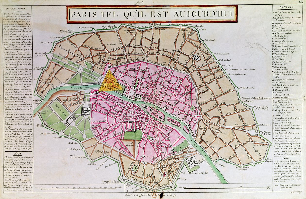 パリの地図、1800年6月 作： フランス語学校
