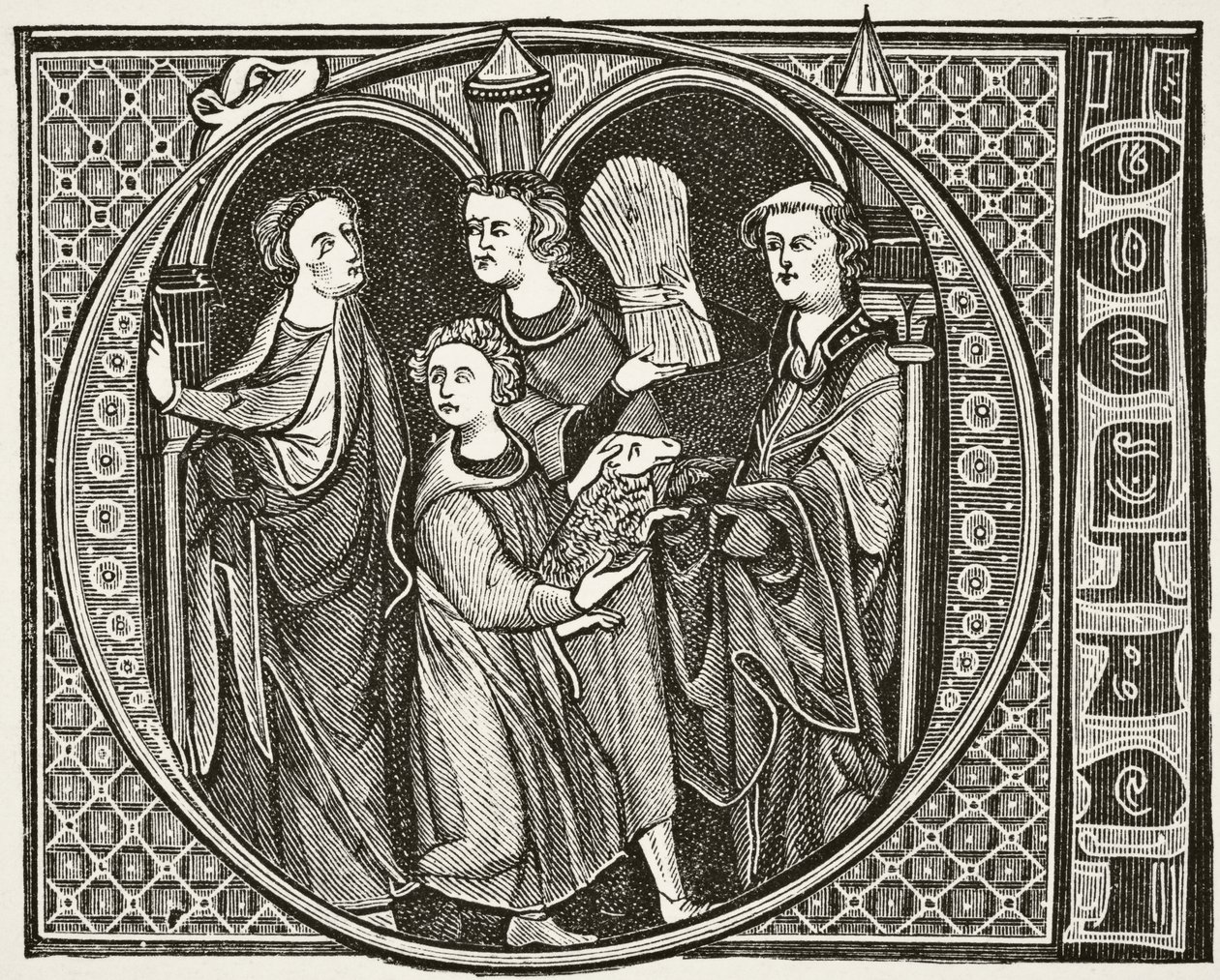 ポールラクロワ（1806-84）による &39;中世の科学と文学&39;から農業に従事する修道士、ロンドン1878年公開 作： フランス語学校