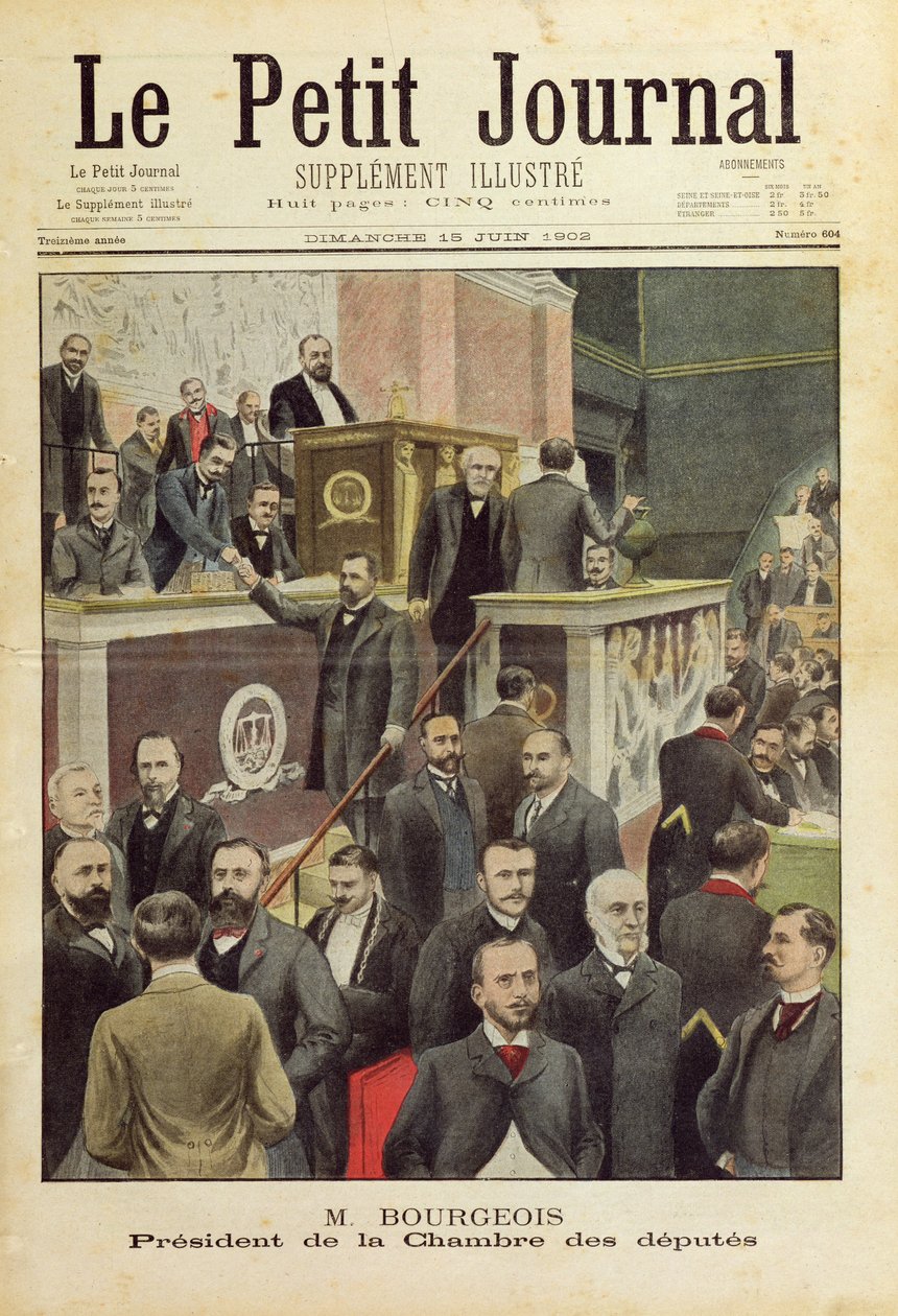 1902年6月15日、「ルプチジャーナル」の表紙、ムッシュブルジョワ下院議長 作： フランス語学校