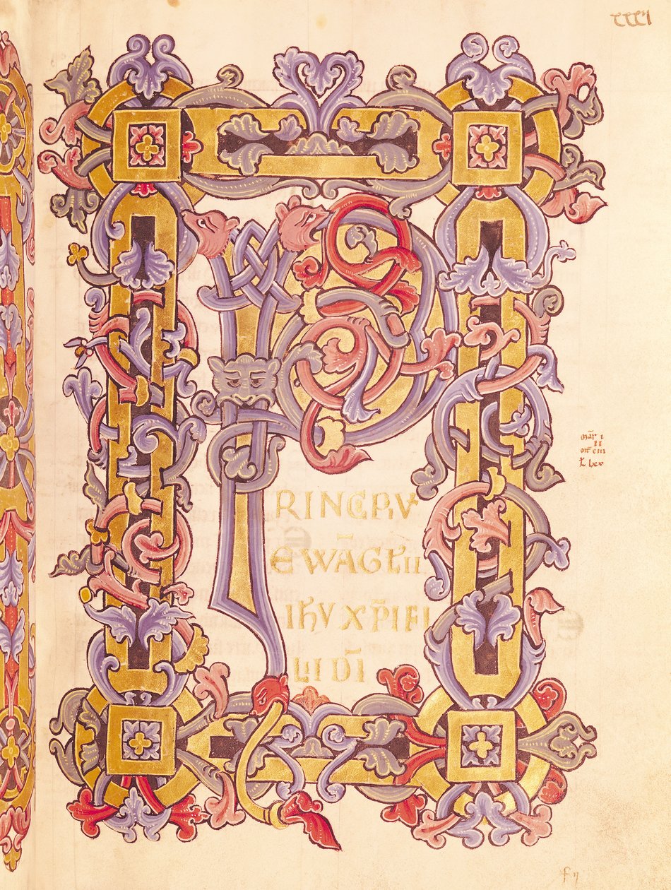 Ms 479 fol.32「Les Gospels de l&39;Abbaye de Cysoing」の頭文字「P」 作： フランス語学校