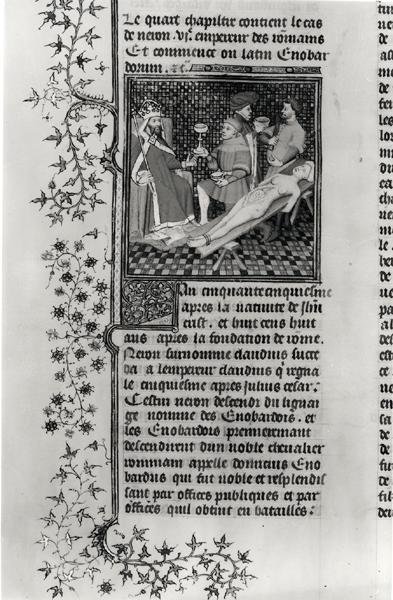 M. f.290v 5193、ジョヴァンニボッカッチョ（1313-75）c.1410によって示される男性の事件のジャンサンスプール版から母親を解剖したネロ 作： フランス語学校