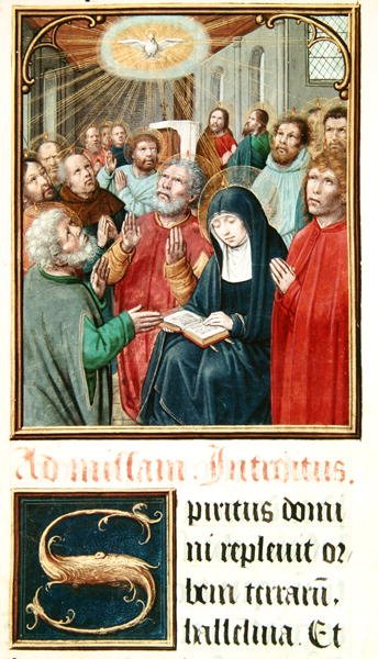 Ms 60 fol.37r Pentecost、Saint-OmerのPrevostのOdoart de Bersacquesのコレクションのコレクションから 作： フランス語学校