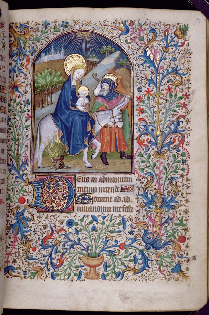 Ms 63 f.73rベツレヘムからの飛行、時間の書、c.1460 作： フランス語学校