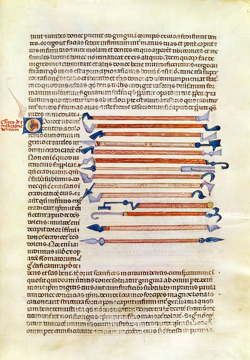 Ms 89 Ter fol.115 Abul Qasim Kalaf ibn al-Abbas al Zahrawi（Albucasis）による論文からの手術器具 作： フランス語学校