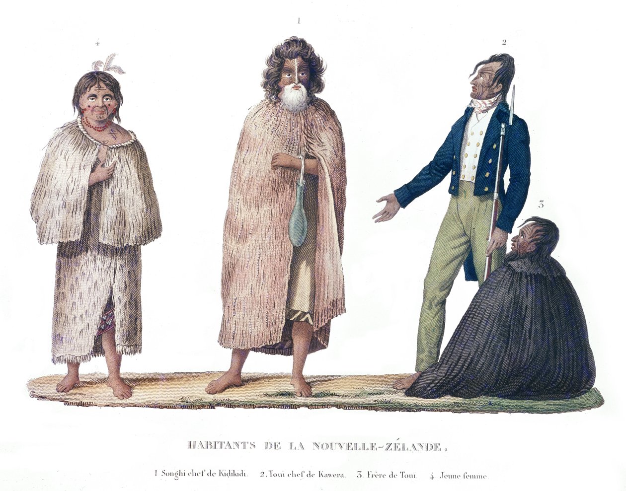 ニュージーランドの原住民、ルイ・イシドール・デュペリー（1786-1865）の「航海オートールデュモンドシュルラコルベットラコキール（1822-25）」より 作： フランス語学校