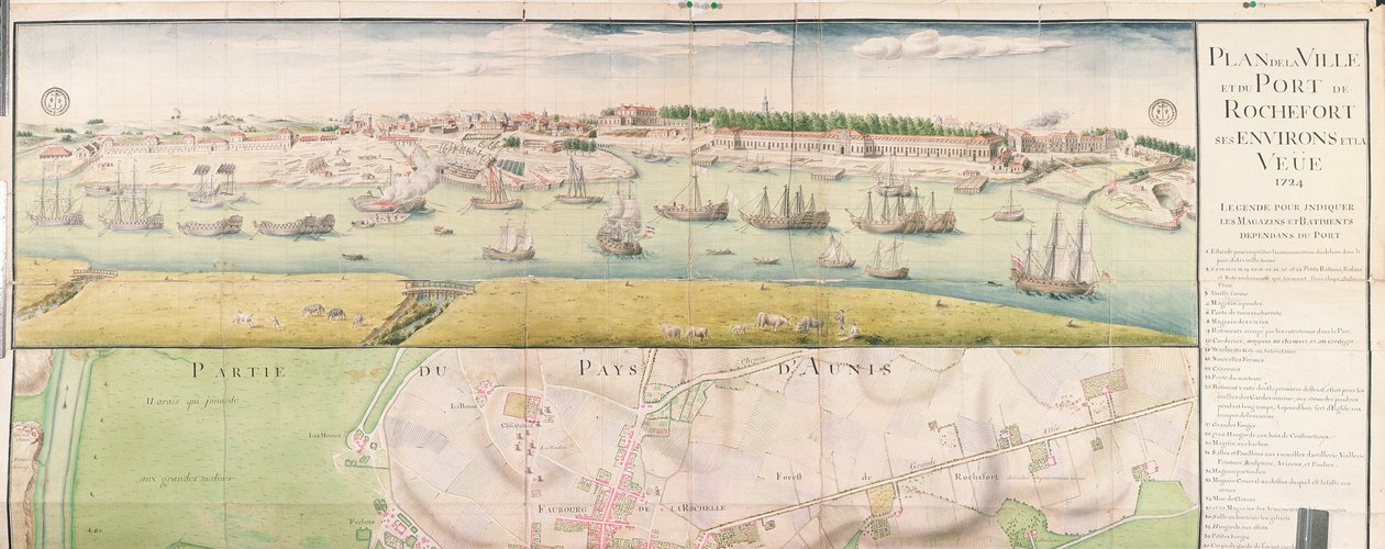 ロシュフォールの町と港の計画、1724年 作： フランス語学校