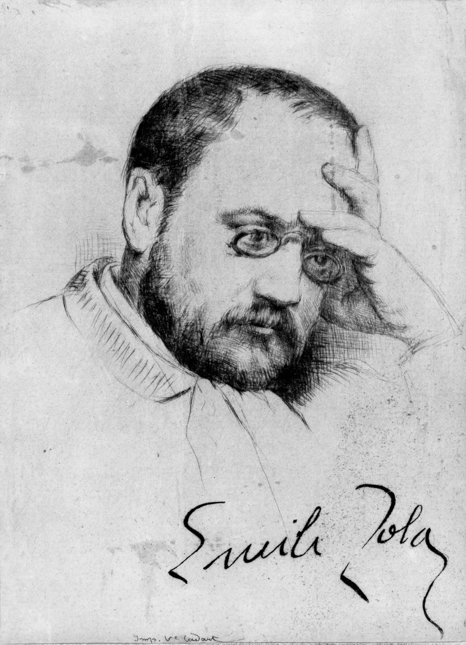 エミールゾラの肖像（1840-1902）（紙にペンとインク） 作： フランス語学校