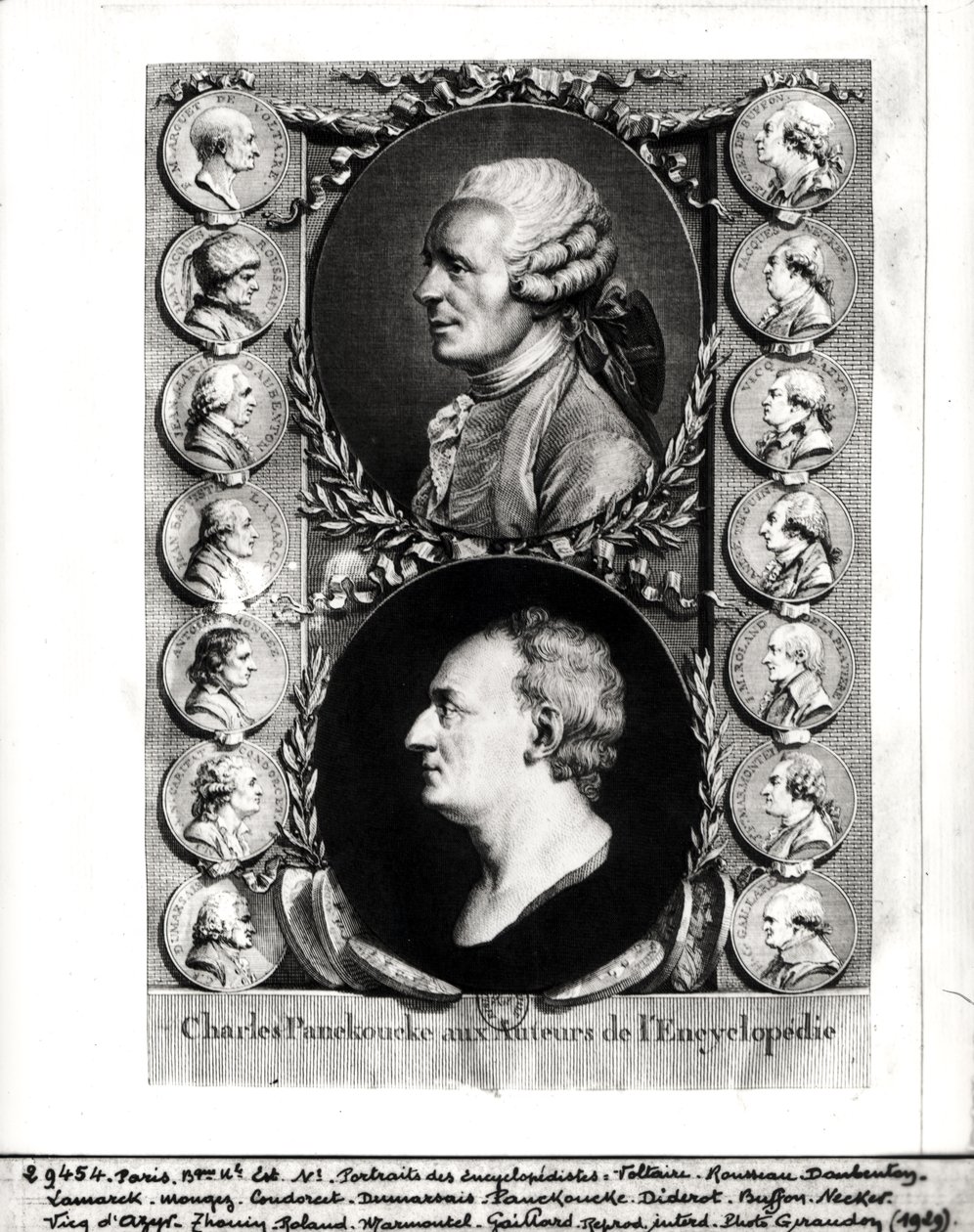 百科事典の肖像画Jean Le Rond d&39;Alembert（1717-83）とDenis Diderot（1713-84）1751-72 作： フランス語学校