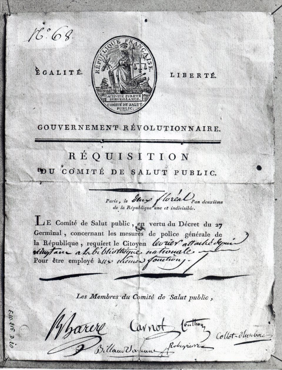 1789-99年の公安委員会の要求 作： フランス語学校