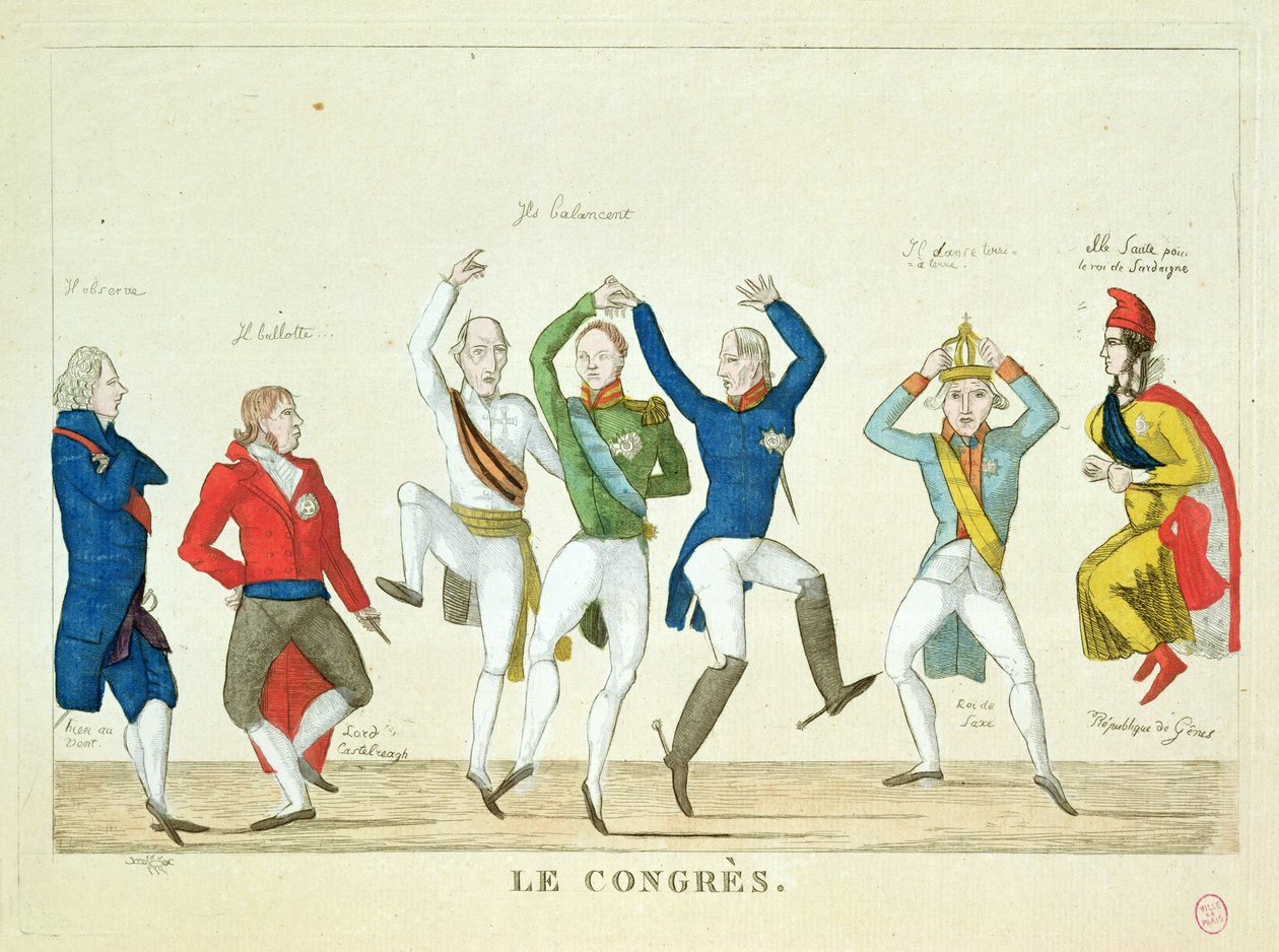 1815年にウィーン議会で行われたダンスの主人公を描いた風刺漫画 作： フランス語学校