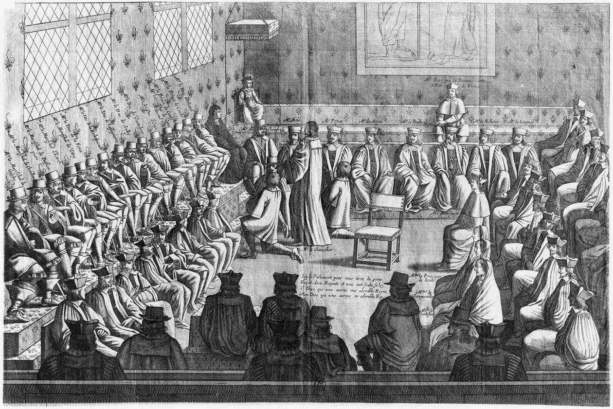 オーストリアのリージェントアン（1601-66）とルイ14世（1638-1715）が議長を務める議会 作： フランス語学校