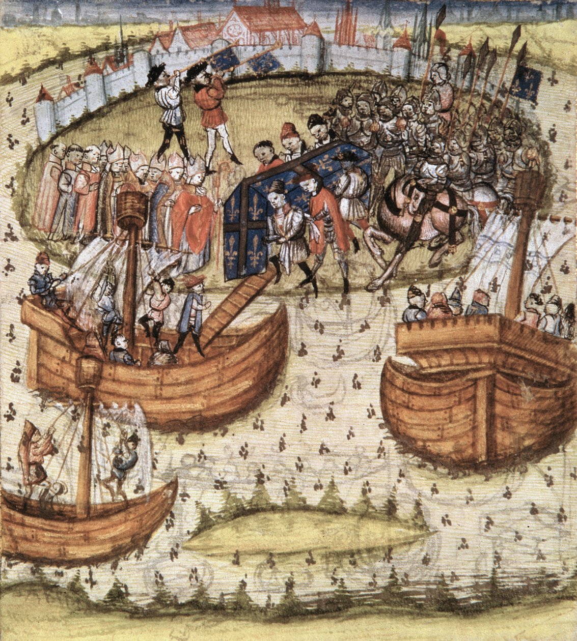 スナークM119：1450年、1450年にチュニスでセントルイスの棺を船に積んでいた十字軍は、グランドクロニクドフランスから1450 作： フランス語学校