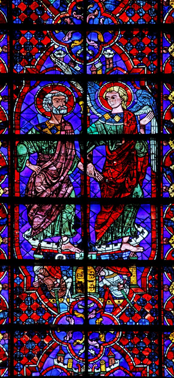 セントピーター-天使によって刑務所から連れ出された（w105）（ステンドグラス） 作： フランス語学校