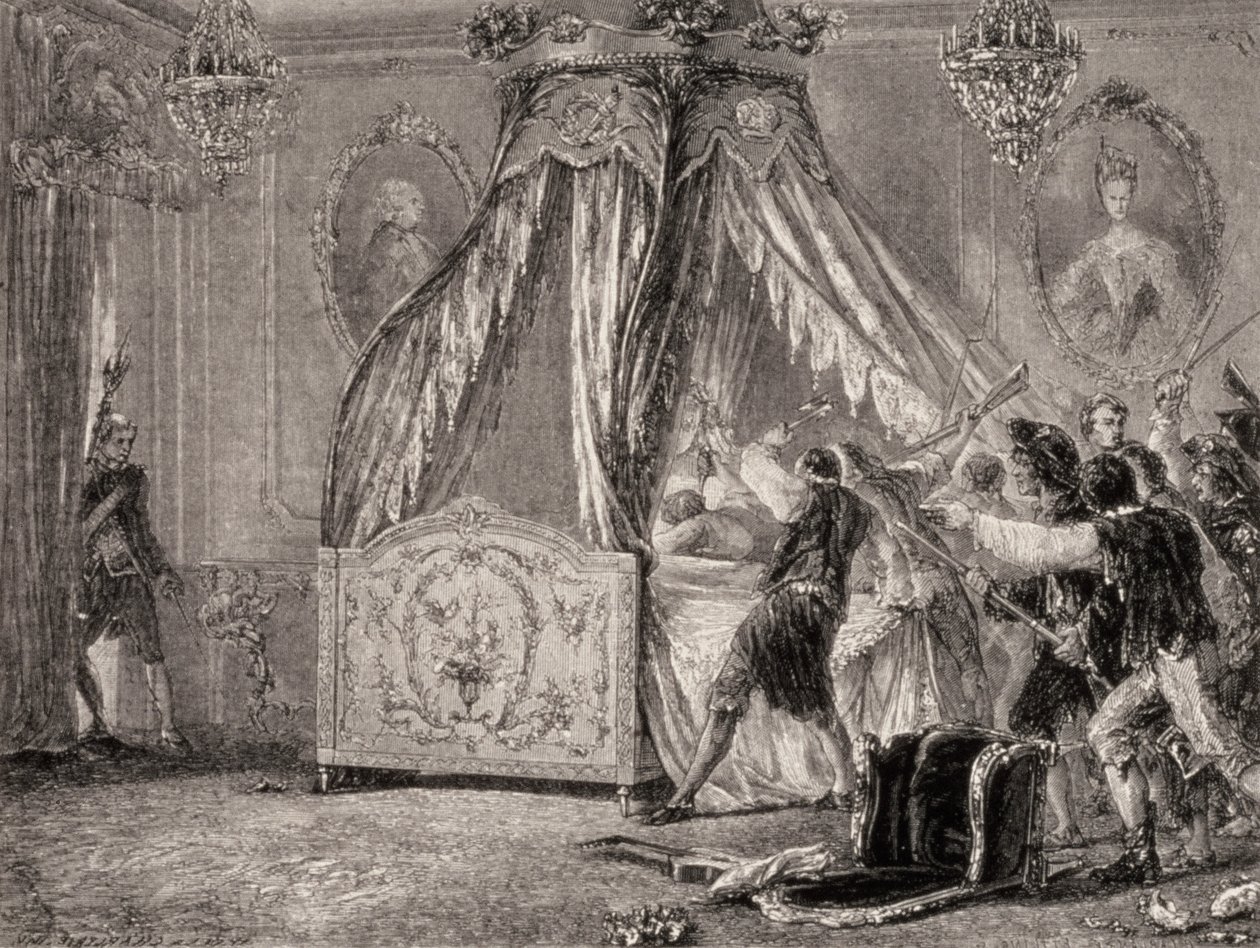 女王の寝室を襲撃、1789年10月、フランス革命 作： フランス語学校