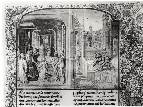 T.III fol.1フロワサールはオルテスでガストン・ド・フォワ伯爵から受け取り、ガイ・ド・ブロワからフロワサールクロニクルから手紙を受け取った 作： フランス語学校
