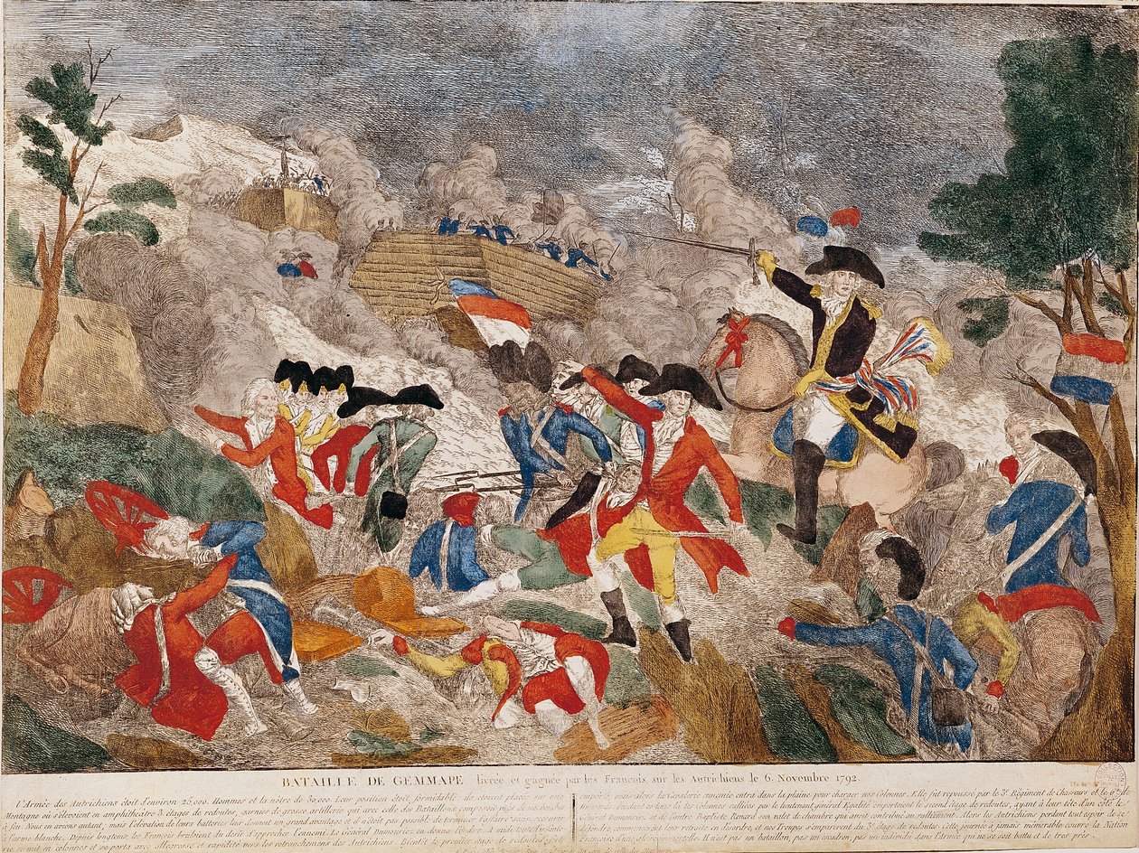 バセットによって印刷された1792年11月6日、ジェムマペスの戦い 作： フランス語学校