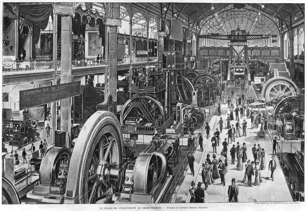 1900年の万国博覧会のフランスの電気機械ギャラリー 作： フランス語学校