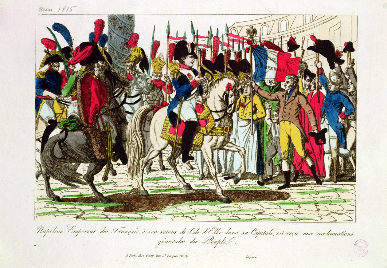 1815年にエルバから帰国したナポレオン（1769-1821）を称賛するパリの人々 作： フランス語学校