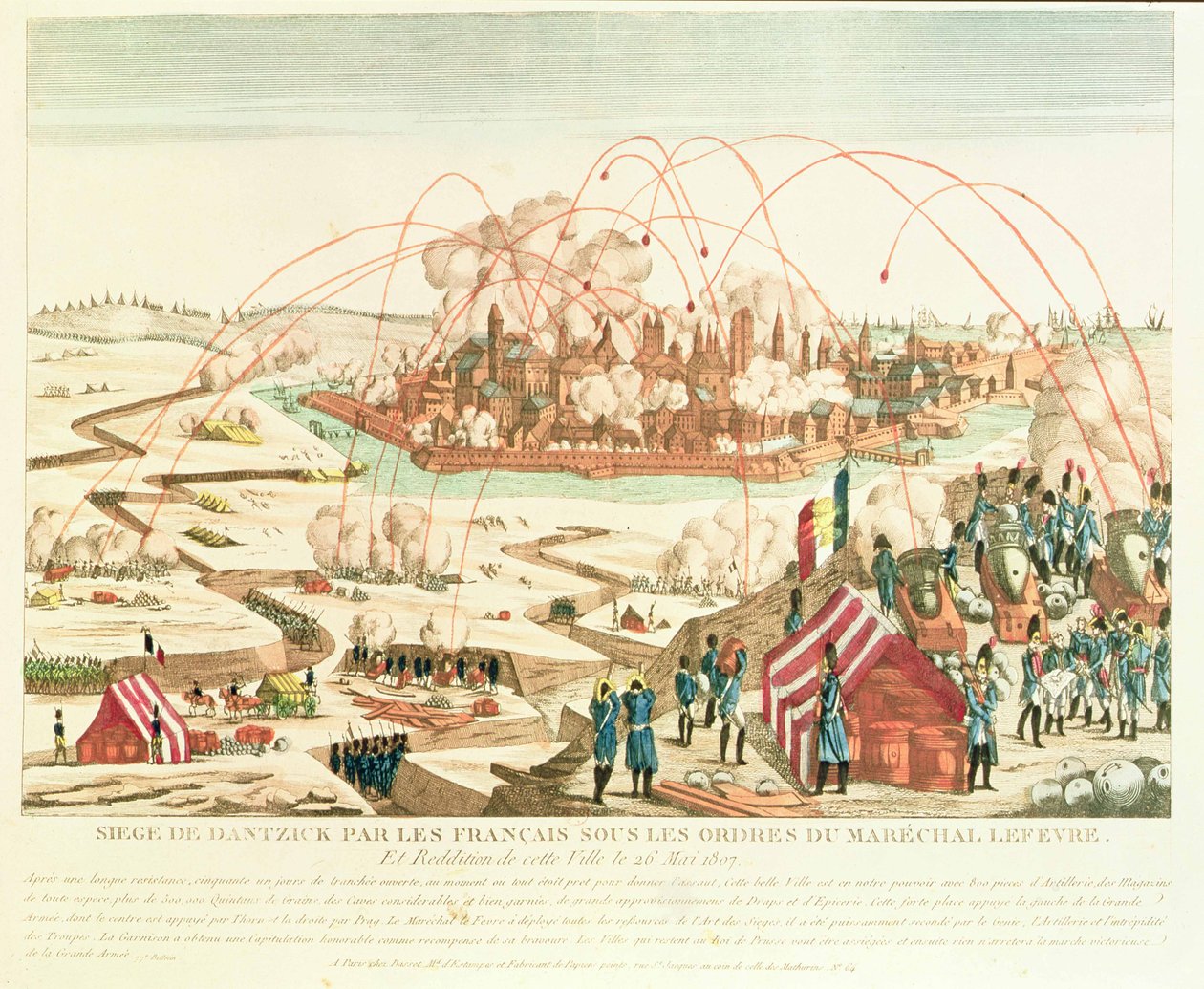 1807年5月26日、ピエールジョセフルフェーブル元帥（1755-1820）と町の降伏の指揮下にあったダンジグの包囲 作： フランス語学校