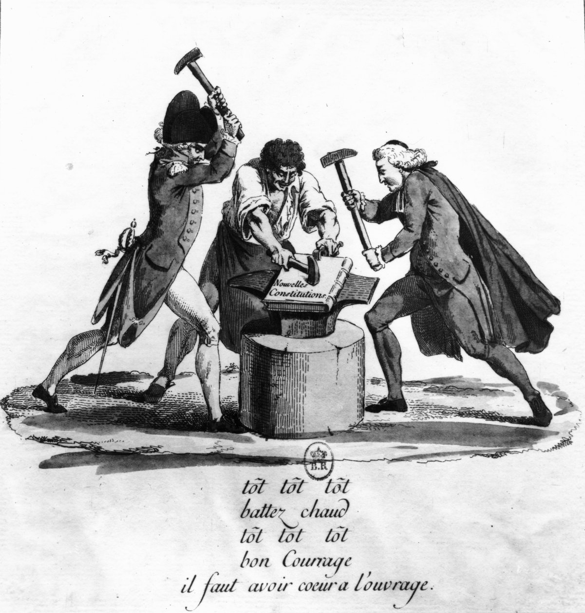 アンビルに新しい憲法を築く3つの命令、1789年 作： フランス語学校