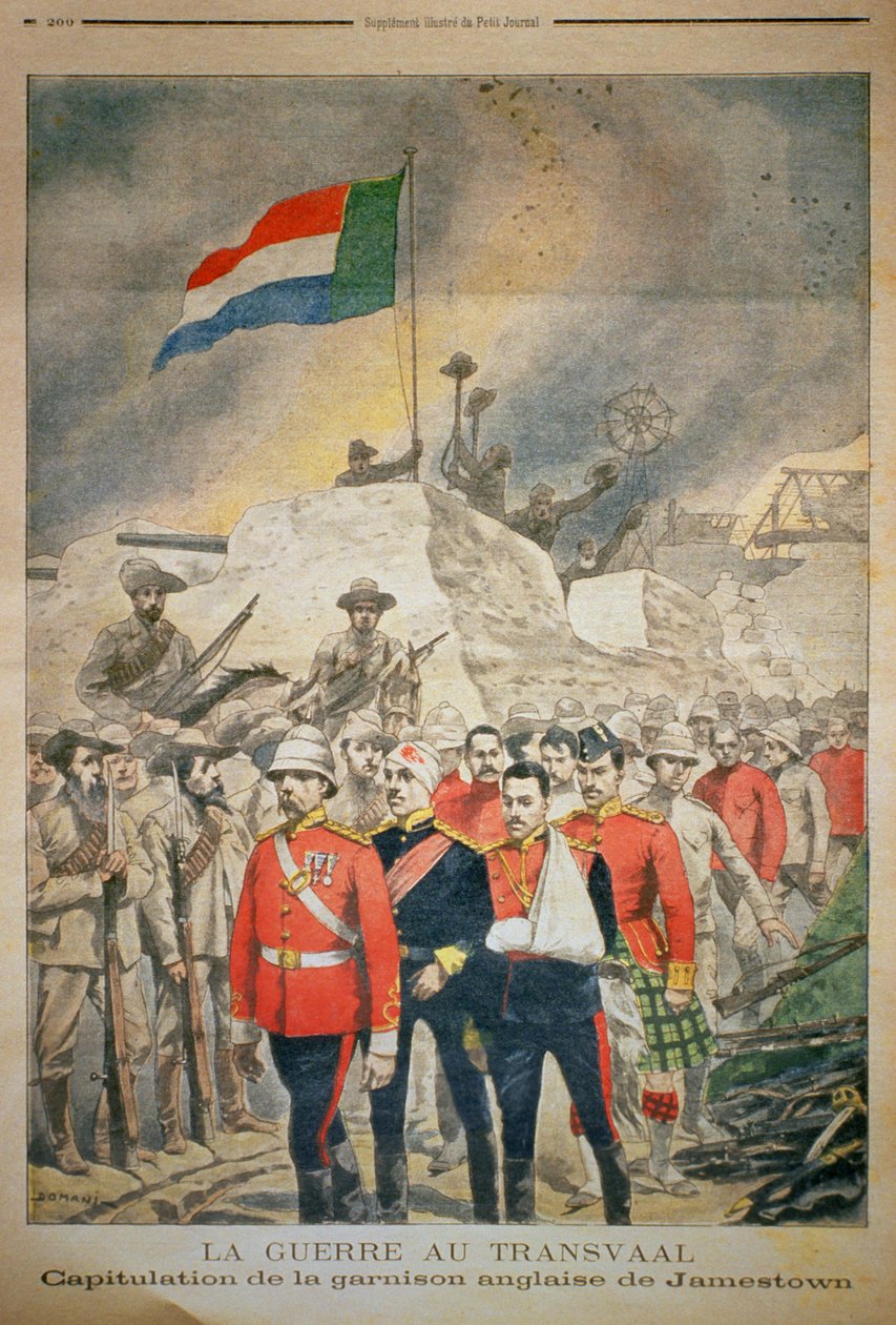 トランスバール戦争：1899年12月、ルプティジャーナルのイラストによるジェームズタウンのイギリス軍駐屯地の降伏 作： フランス語学校