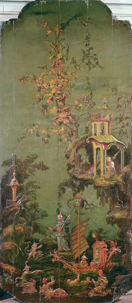 4つの要素を描いた一連のパネルからの水、c.1730（ポリクロームウッド） 作： フランス語学校