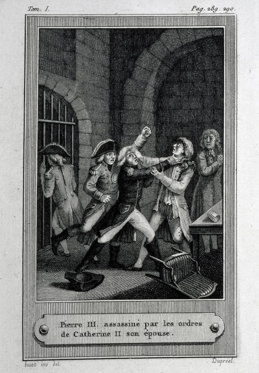 1762年7月17日のロシア皇帝ピーター3世Fyodorovichの暗殺 作： フランスのマスター